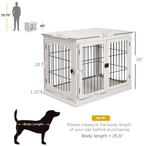 Mesa Lateral con Caseta para Mascotas — 2 Aberturas y Puerta con Llave