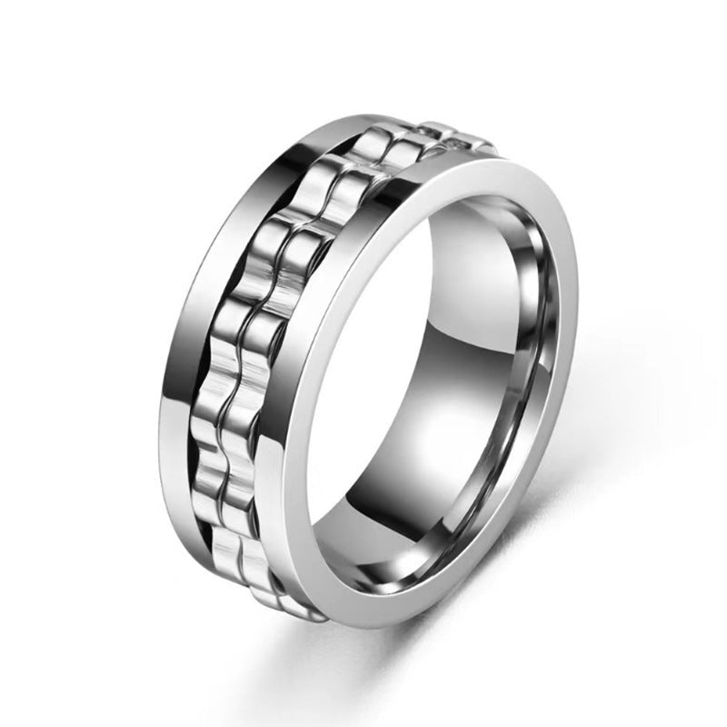 Anillo Fidget Giratorio de Acero Inoxidable para Hombre — Antiestrés