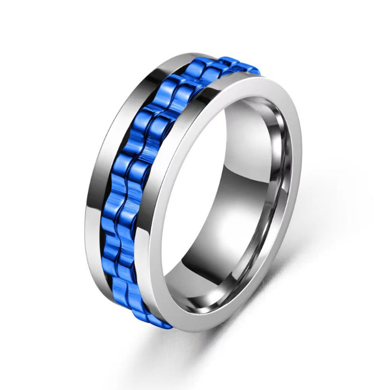 Anillo Fidget Giratorio de Acero Inoxidable para Hombre — Antiestrés