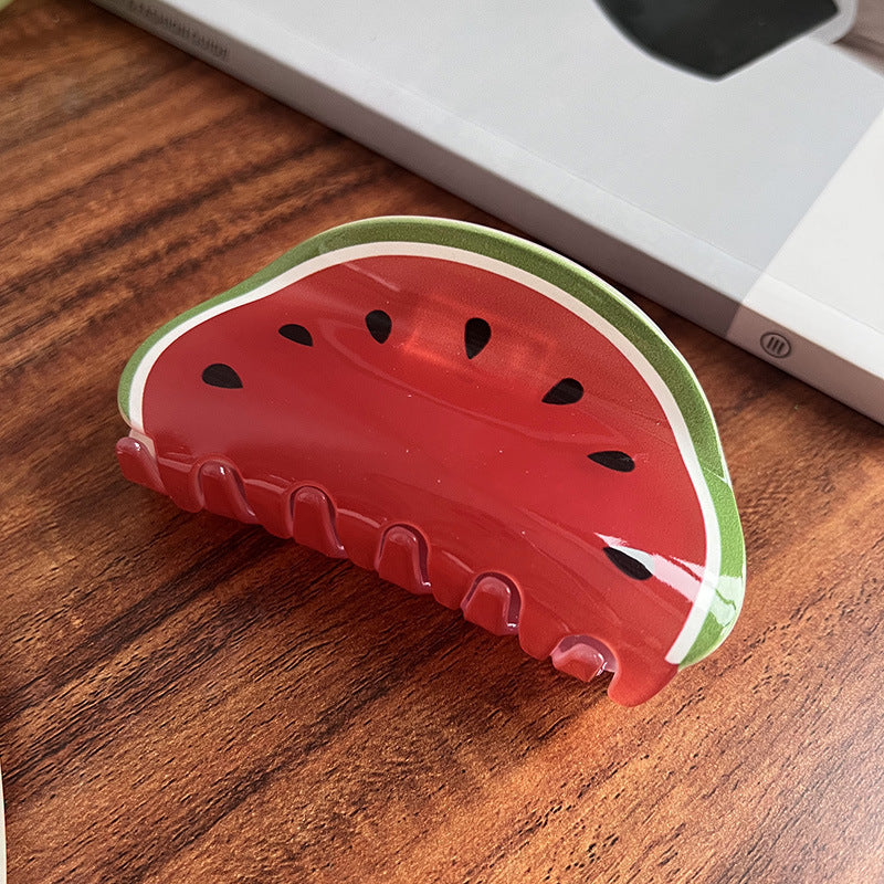 Pinza de Pelo Acrílica con Frutas para Mujer — Accesorio Veraniego