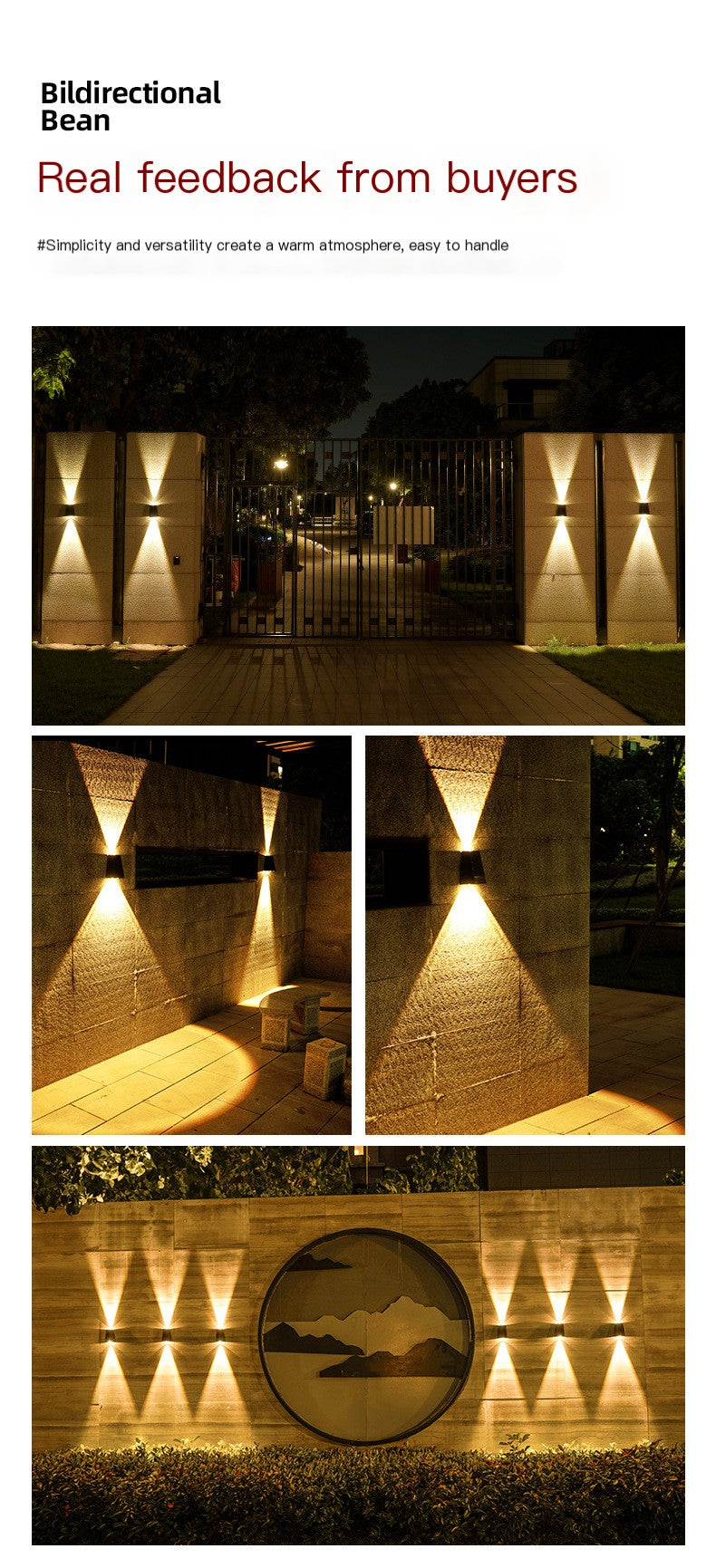 Lámpara Solar de Pared para Exterior — Moderna e Impermeable