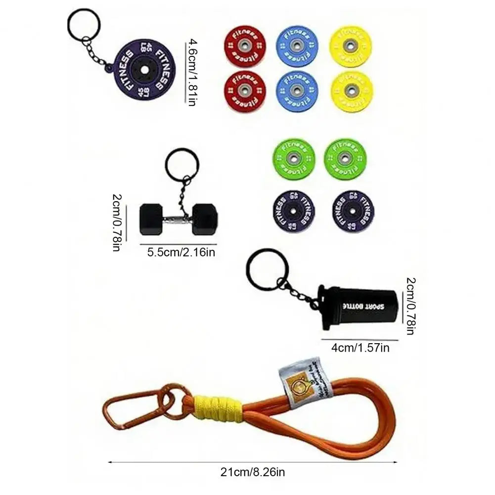 Keychain Pendant Gym-Inspired Design Unisex Gym Keychain with Dumbbells Kettlebells Fitness Weight Plates Sports Key Holder