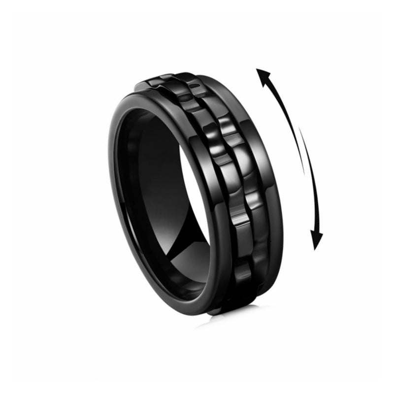 Anillo Fidget Giratorio de Acero Inoxidable para Hombre — Antiestrés