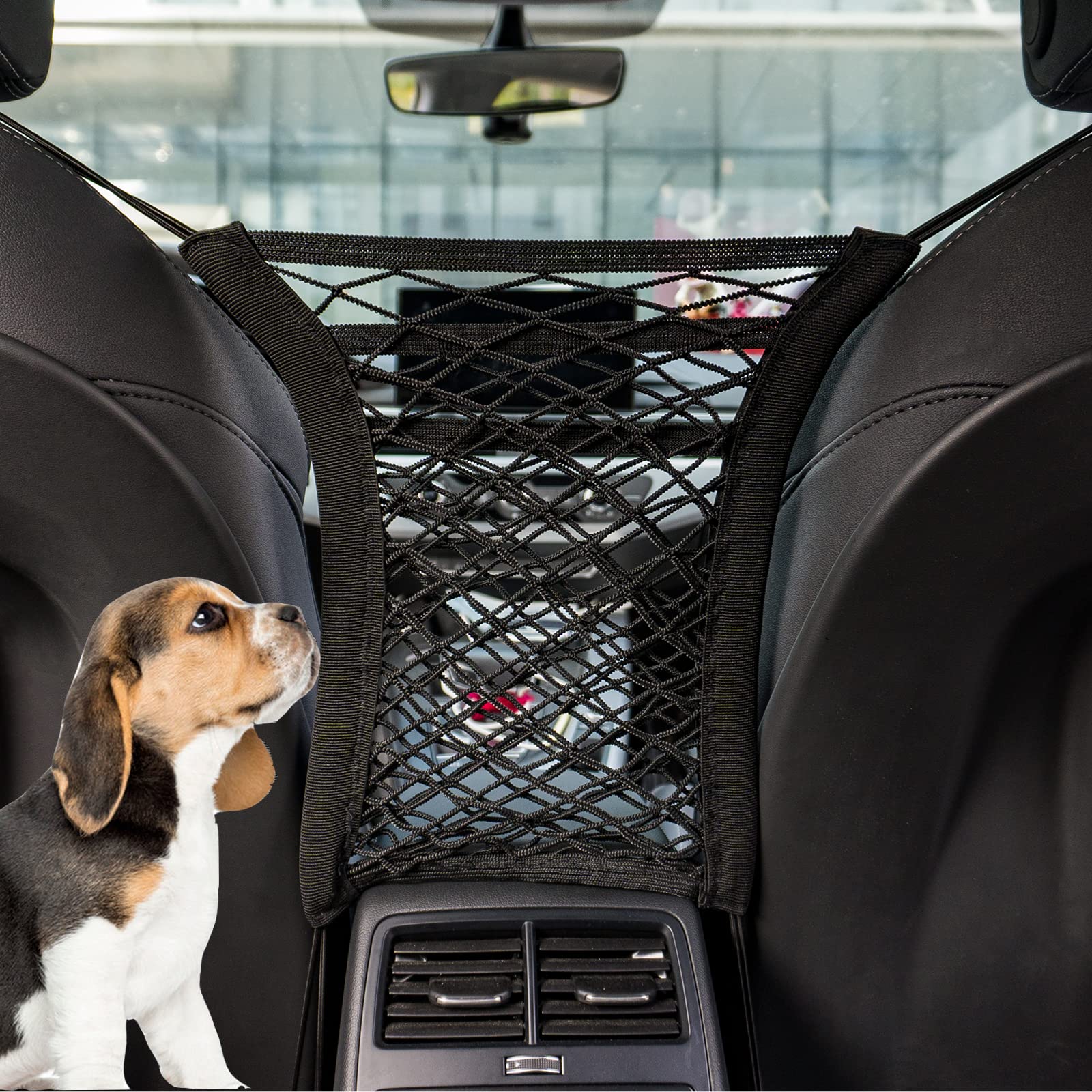 Barrera de Red para Perros en Auto — Separador Ajustable y Seguro