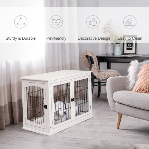 Mesa Lateral con Caseta para Mascotas — 2 Aberturas y Puerta con Llave