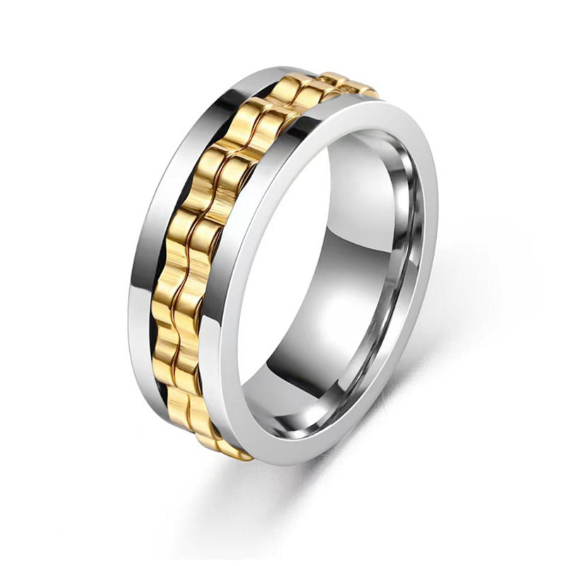 Anillo Fidget Giratorio de Acero Inoxidable para Hombre — Antiestrés